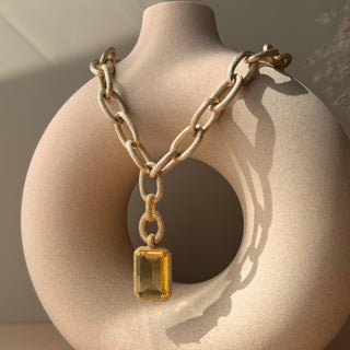 Adrena - Yellow Pendant Chain Necklace