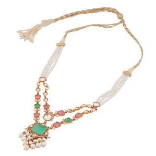 Roshni - Polki Mint & Pink Doublet Necklace