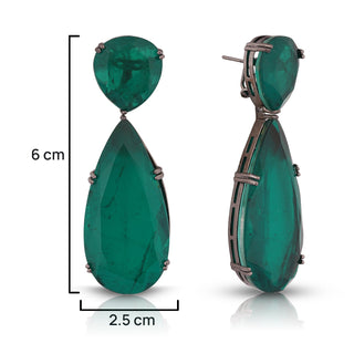Aatifa - Emerald green Doublet Drop Earrings