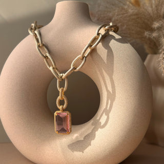 Adrena - Pink Pendant Chain Necklace