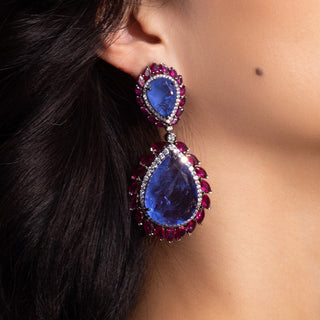 Blue Doublet Gemstone Earrings
