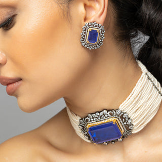 Elyanna- Green Doublet Stone & Pearl Choker Set