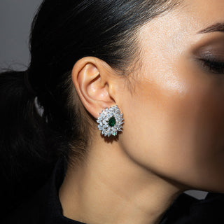 Farisha - CZ & Green Stud Earrings