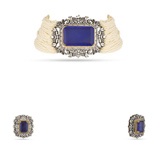 Elyanna- Green Doublet Stone & Pearl Choker Set