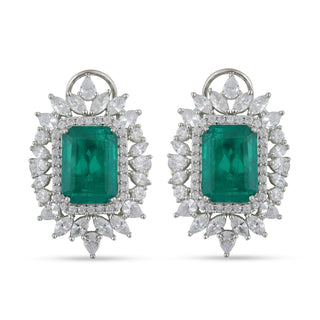Green Stoned CZ Stud Earrings