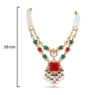 Red Stone Polki Neckace Set