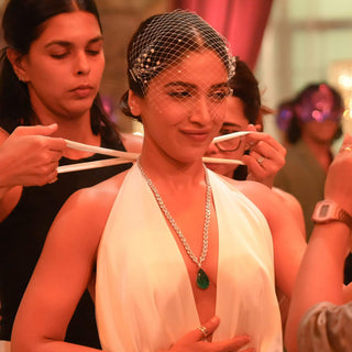 Amilah - Emerald Green Single Stone Necklace Set