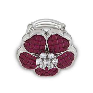 Red Floral CZ Ring