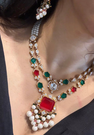 Roshni - Polki Red Doublet Necklace