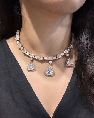 Samaira - Polki and Red Stone Necklace Set