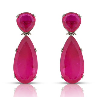 Aatifa - Rubellite Pink Doublet Drop Earrings