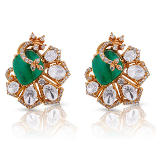 Akriti - Emerald Green Peacock Royale Studs