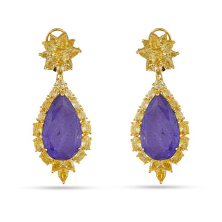 Liza - Blue Doublet Yellow CZ Earrings