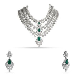 Amira - Emerald Green Stone Multi-Layer Necklace Set