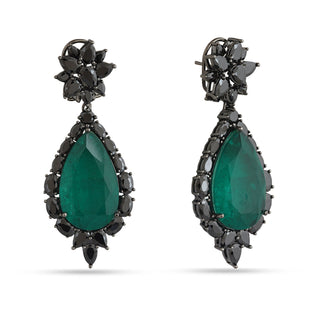 Mevish - Green stone dangler earrings