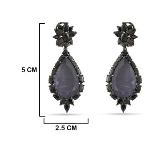 Mevish - Black stone dangler earrings