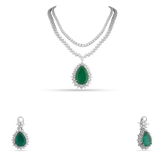 Laiba - Emerald Green Stone Necklace Set