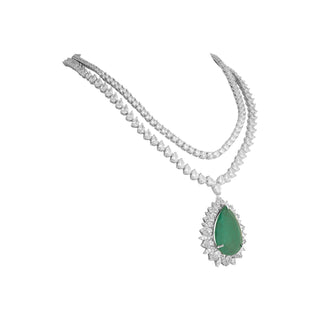 Laiba - Emerald Green Stone Necklace Set