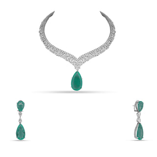Ziba - Yellow Drop Stone Cubic Zirconia Necklace Set