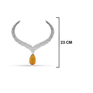 Ziba - Yellow Drop Stone Cubic Zirconia Necklace Set