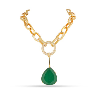 Olivia - Emerald Green Stone Chain Necklace