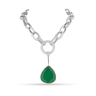 Olivia - Emerald Green Stone Chain Necklace