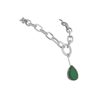 Olivia - Emerald Green Stone Chain Necklace