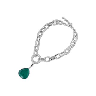 Olivia - Emerald Green Stone Chain Necklace