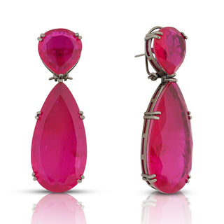 Aatifa - Rubellite Pink Doublet Drop Earrings