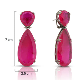 Aatifa - Rubellite Pink Doublet Drop Earrings