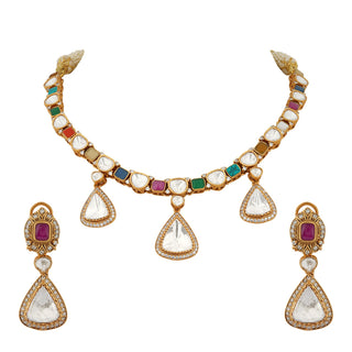 Samaira - Polki and Multi-Colour Stone Necklace Set