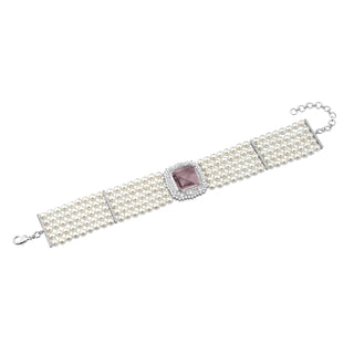 Serena -  Purple Stone Pearl Choker Set