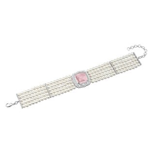 Serena -  Pink Stone Pearl Choker Set