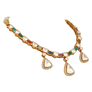 Samaira - Polki and Multi-Colour Stone Necklace Set