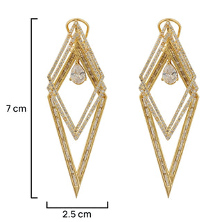 Zahra - Gold CZ Dangler Earrings