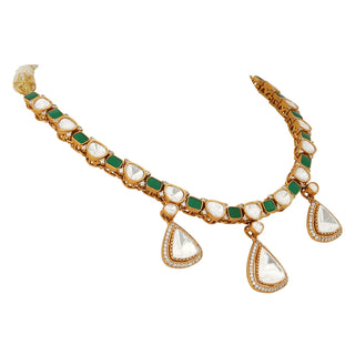 Samaira - Polki and Green Stone Necklace Set