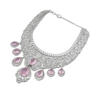 Alya - Pink Stone Necklace Set