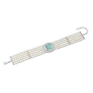 Serena - Aqua Blue Stone Pearl Choker