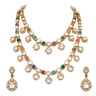 Aarva - Navratna Polki Necklace Set