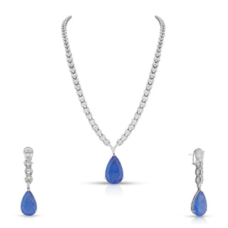 Amilah - Blue Single Stone Necklace Set