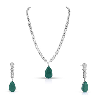 Amilah - Emerald Green Single Stone Necklace Set