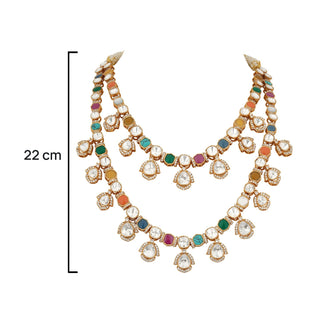 Aarva - Navratna Polki Necklace Set