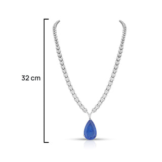 Amilah - Blue Single Stone Necklace Set