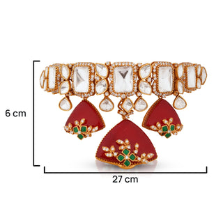 Lyana - Red & Green Doublet Drop Choker Set