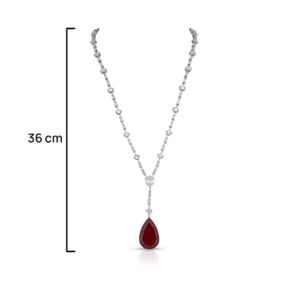 Amima - CZ & Ruby Stone Necklace Set