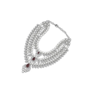 Amira - Ruby Red Multi-Layer Necklace Set