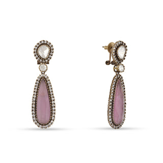 Fareedah - Pink centre dangler earrings