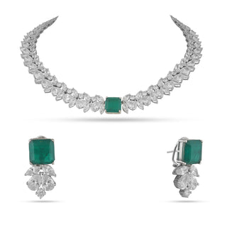 Daniya - Emerald Ruby stone & Cubic Zirconia necklace Set