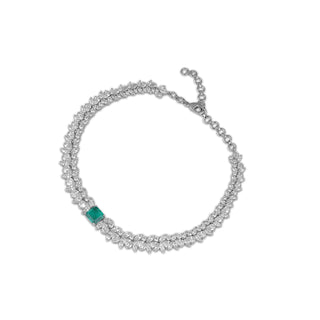 Daniya - Emerald Green doublet stone & Cubic Zirconia necklace Set