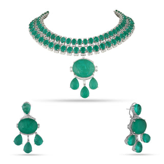 Feiyaz - Green Doublet necklace set